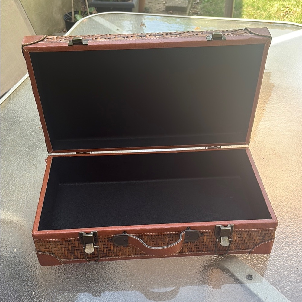 Woven Brown Decorative Suitcase - Picture 2 of 6